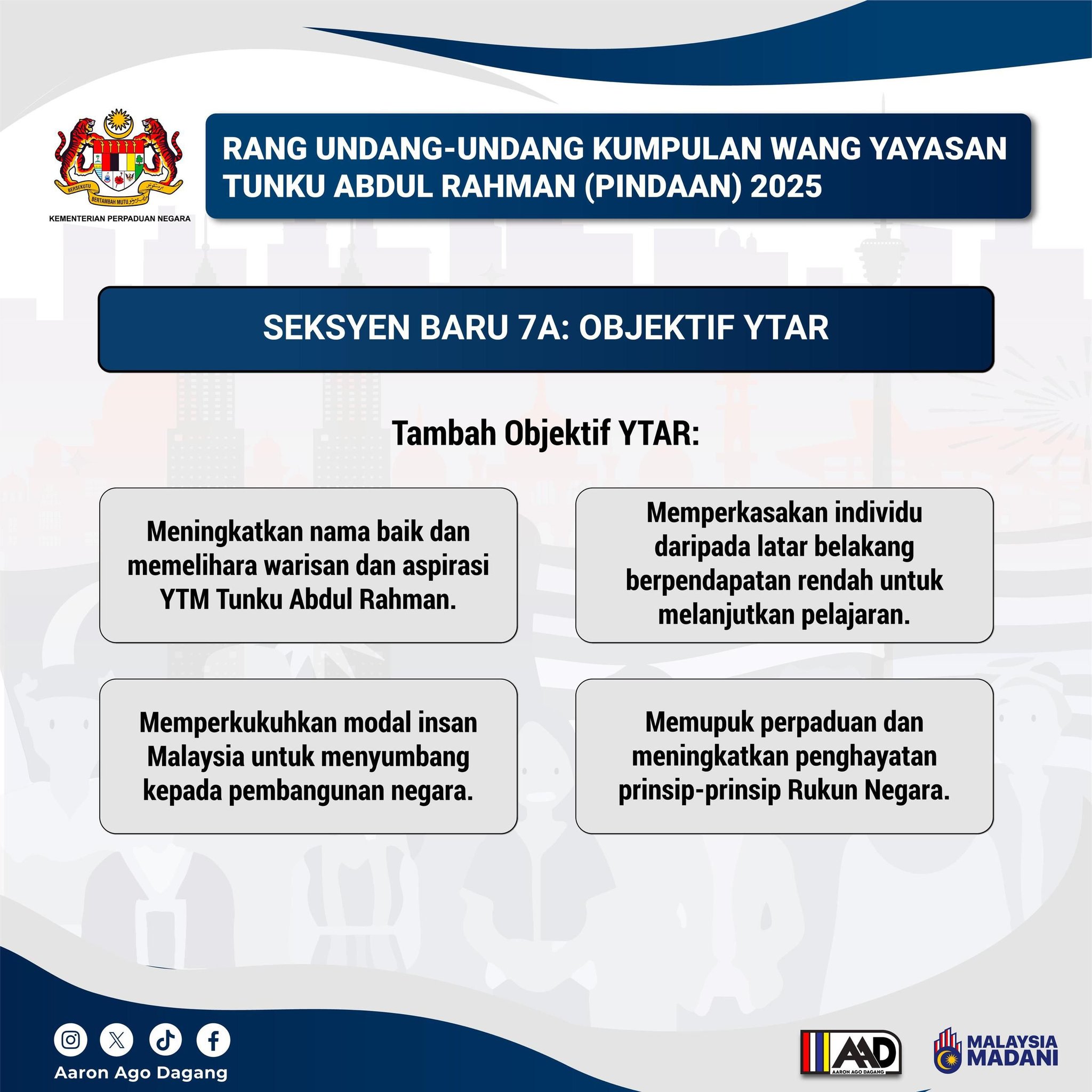 RANG UNDANG-UNDANG KUMPULAN WANG YAYASAN TUNKU ABDUL RAHMAN (PINDAAN) 2025