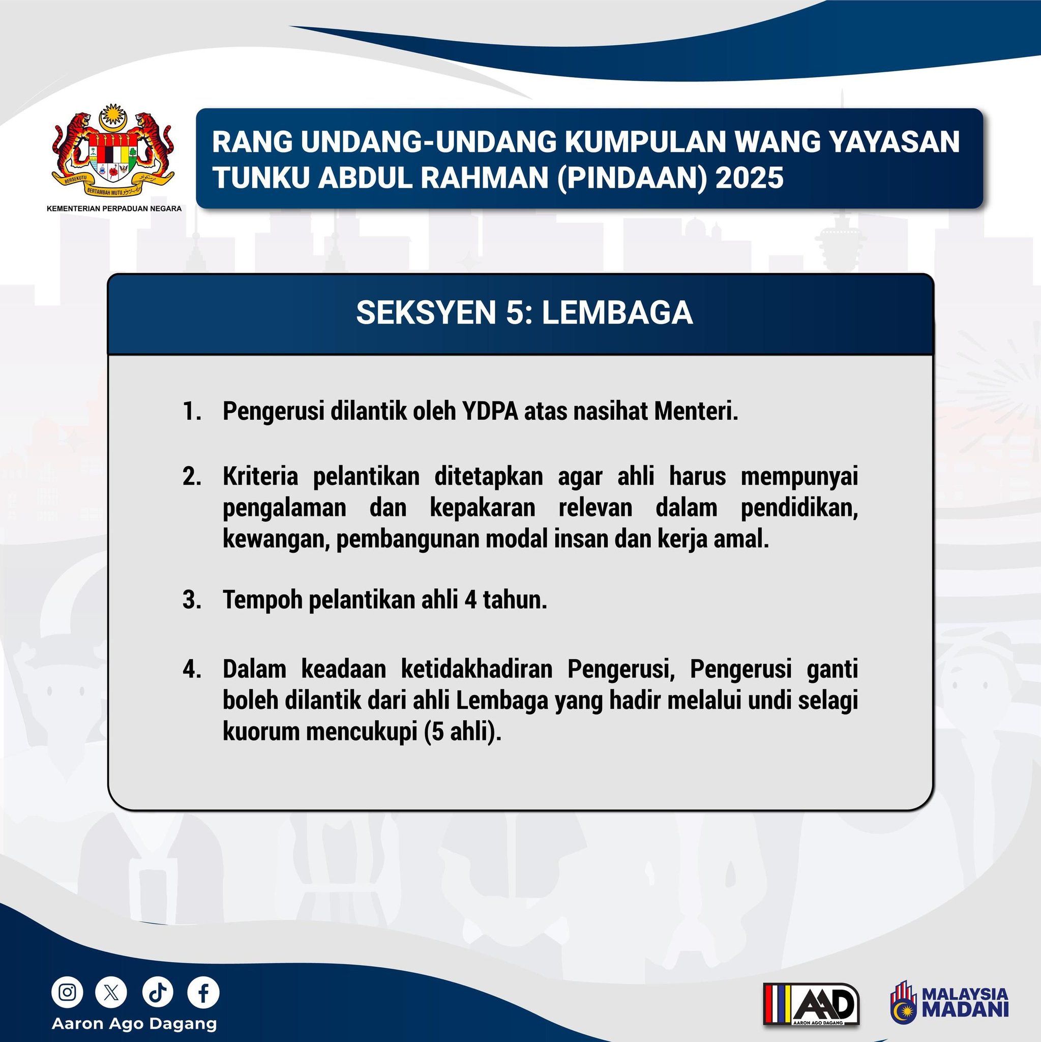 RANG UNDANG-UNDANG KUMPULAN WANG YAYASAN TUNKU ABDUL RAHMAN (PINDAAN) 2025